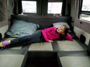 Granddaughter Rachel found a comfy spot to chill out and watch some TV