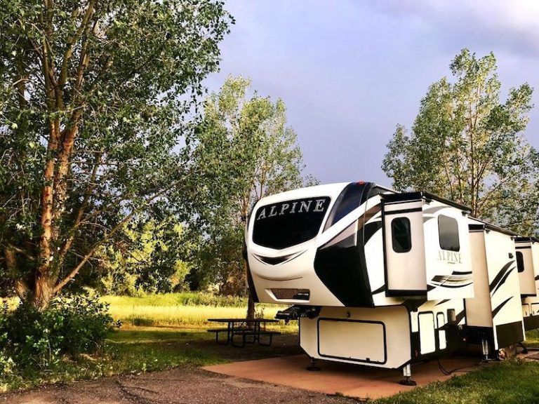photo about leveling and putting out RV slides